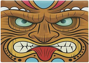 Ambesonne Tiki Bar Cutting Board, Angry Looking Tiki Warrior, Large Size, Pastel Brown