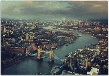 Ambesonne London Cutting Board, Panoramic Picture of Thames River, Large Size, Teal Cream