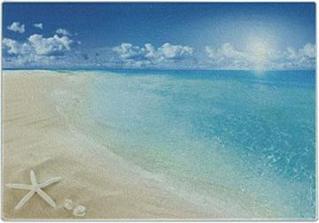 Ambesonne Beach Cutting Board, Sunny Summer Seashore, Large Size, Cream Blue