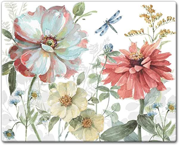 CounterArt Spring Meadow 3mm Heat Tolerant Tempered Glass Cutting Board 15” x 12”