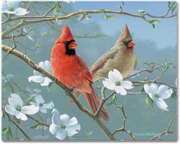 CounterArt Beautiful Songbirds Cardinal 3mm Heat Tolerant Tempered Glass Cutting Board 15” x 12”