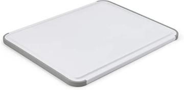 KitchenAid Classic Plastic Cutting Board with Perimeter Trench 11" x 14", White and Gray