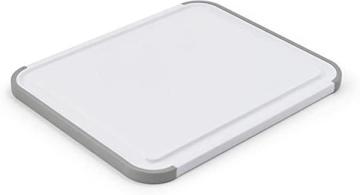 KitchenAid Classic Plastic Cutting Board with Perimeter Trench 8" x 10", White and Gray