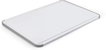 KitchenAid Classic Plastic Cutting Board with Perimeter Trench 12" x 18", White and Gray