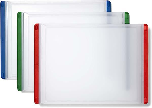 OXO Good Grips 3-Piece Plastic Everyday Cutting Board Set - Red, Green, Blue