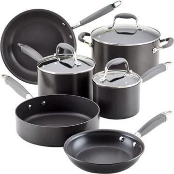 Anolon Advanced Hard Anodized Nonstick Cookware Pots and Pans Set, 9 Piece - Gray
