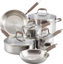 Anolon Advanced Triply Stainless Steel Cookware Pots and Pans Set, 10 Piece