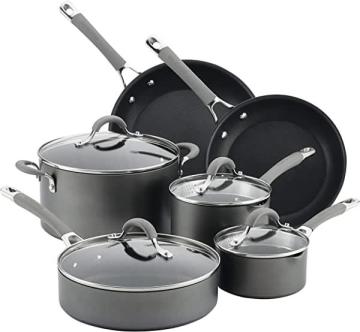 Circulon Elementum Hard Anodized Nonstick Cookware Set Pots and Pans Set - 10 Piece, Gray