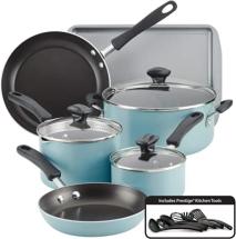 Farberware Cookstart DiamondMax Nonstick Cookware/Pots and Pans Set, 15 Piece - Aqua
