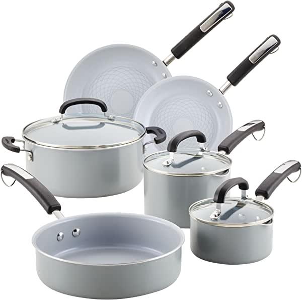 Farberware EcoAdvantage Ceramic Nonstick Cookware/Pots and Pans Set, 13 Piece - Gray