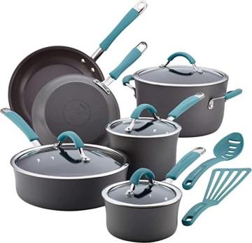 Rachael Ray Cucina Hard Anodized Nonstick Cookware Pots and Pans Set, 12 Piece