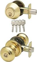 Copper Creek CKDB141PB Colonial Door Knob keyed Alike with Deadbolt Combination, Polished Brass