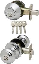 Copper Creek CKDB141PS Colonial Door Knob Keyed Alike with Deadbolt Combination, Polished Stainless