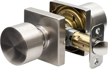 Copper Creek Metro Passage Function with Square Rosette Door Knob in Satin Stainless