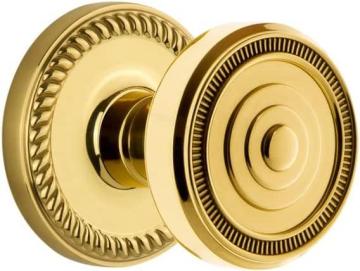 Grandeur 808102 Newport Plate Double Dummy with Soleil Knob in Lifetime Brass