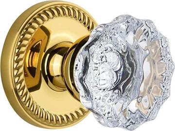 Grandeur Newport Rosette with Fontainebleau Crystal Knob, Single Dummy, Polished Brass
