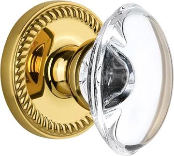 Grandeur Newport Rosette with Provence Crystal Knob, Double Dummy, Polished Brass