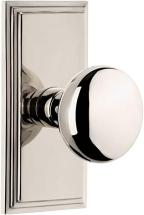 Grandeur 825329 Carre Plate Privacy with Fifth Avenue Knob in Polished Nickel