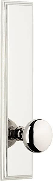 Grandeur 837253 Carre' Tall Plate Privacy with Fifth Avenue Knob in Polished Nickel