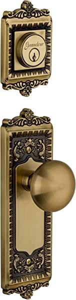 Grandeur Windsor Plate with Fifth Avenue Knob and Matching Deadbolt
