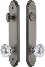 Grandeur 839597 Arc Tall Plate Complete Entry Set with Fontainebleau Knob, Antique Pewter