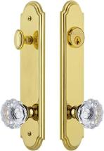 Grandeur 839605 Arc Tall Plate Complete Entry Set with Fontainebleau Knob, Lifetime Brass