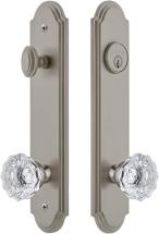 Grandeur 839617 Arc Tall Plate Complete Entry Set with Fontainebleau Knob, Satin Nickel