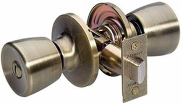 Master Lock TUO0305 Tulip Door Knob with Lock, Antique Brass