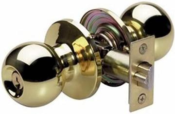 Master Lock BAO0103 Ball Door Knob with Lock, Polished Brass