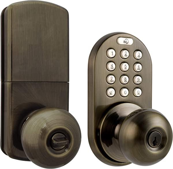 MiLocks DKK-02AQ Electronic Touchpad Entry Keyless Door Lock, Antique Brass
