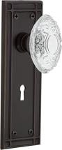 Nostalgic Warehouse 754899 Mission Plate with Keyhole Crystal Victorian Knob, Timeless Bronze