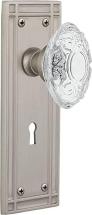 Nostalgic Warehouse 753873 Double Dummy Mission Plate with with Keyhole Crystal Victorian Knob