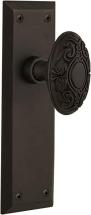 Nostalgic Warehouse New York Plate with Victorian Knob, Single Dummy, Oil-Rubbed Bronze