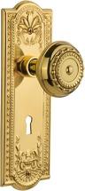 Nostalgic Warehouse Meadows Plate with Keyhole Meadows Knob, Mortise, Unlacquered Brass