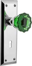 Nostalgic Warehouse 725729 New York Plate with Keyhole Privacy Crystal Emerald Glass Door Knob