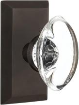 Nostalgic Warehouse Studio Plate with Oval Clear Crystal Glass Knob, Oil-Rubbed Bronze
