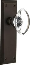 Nostalgic Warehouse New York Plate with Oval Clear Crystal Glass Knob, Oil-Rubbed Bronze