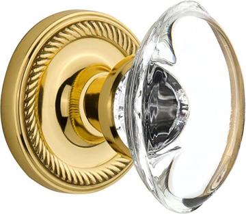 Nostalgic Warehouse Rope Rosette with Oval Clear Crystal Glass Knob, Polished Brass