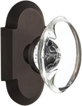Nostalgic Warehouse Cottage Plate with Oval Clear Crystal Glass Door Knob, Oil-Rubbed Bronze