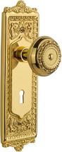 Nostalgic Warehouse Egg & Dart Plate with Keyhole Meadows Knob, Mortise, Unlacquered Brass