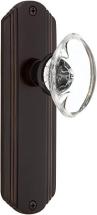 Nostalgic Warehouse Deco Plate Passage Oval Clear Crystal Glass Door Knob in Timeless Bronze