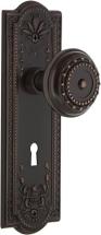Nostalgic Warehouse Meadows Plate with Keyhole Double Dummy Meadows Door Knob in Timeless Bronze
