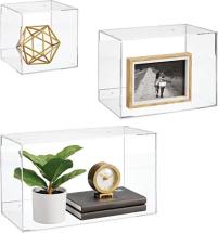 mDesign Floating Wall Mounted Shelves, Decorative Acrylic Geometric Square/Rectangle Display