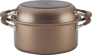 Anolon Advanced Hard Anodized Nonstick Stockpot Dutch Oven with Frying Skillet Pan, Bronze Brown