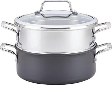 Anolon Authority Hard-Anodized Nonstick Covered Dutch Oven with Steamer Insert, 5-Quarts, Gray