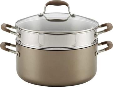 Anolon Advanced Umber Dutch Oven with Steamer Insert and Lid, 3 Piece, Light Brown