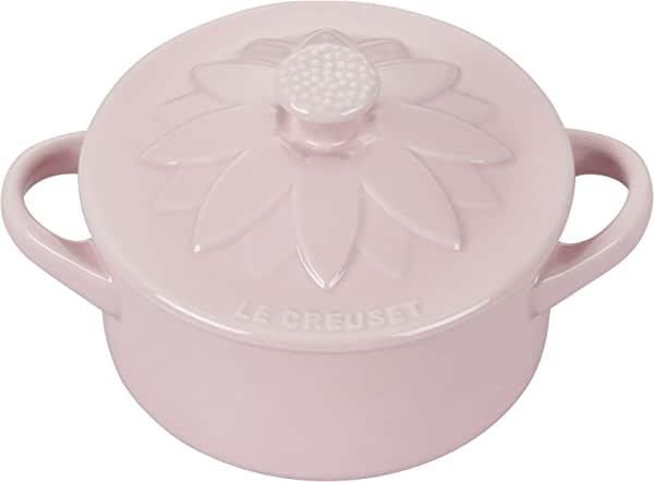 Le Creuset Stoneware Mini Round Cocotte with Flower Lid, 8oz, Chiffon Pink