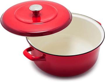 Merten & Storck German Enameled Iron, Round 5.3QT Dutch Oven Pot with Lid, Foundry Red