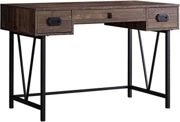 Monarch Specialties Laptop Table with Drawers-Industrial Style-Metal Legs Computer Desk