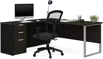 Bestar Pro-Concept Plus L-Shaped Desk with Drawers, Deep Grey & Black